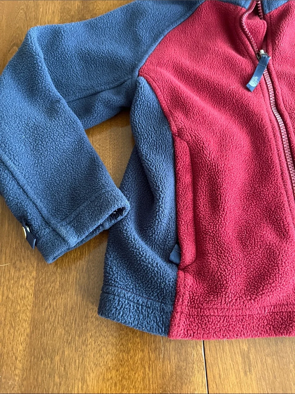 The North Face Maroon and Navy Kids' Full-Zip Fleece Jacket